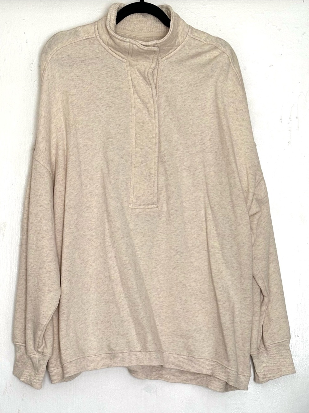 Aerie Getaway Quarter Snap Sweatshirt Heather Frost Size Large